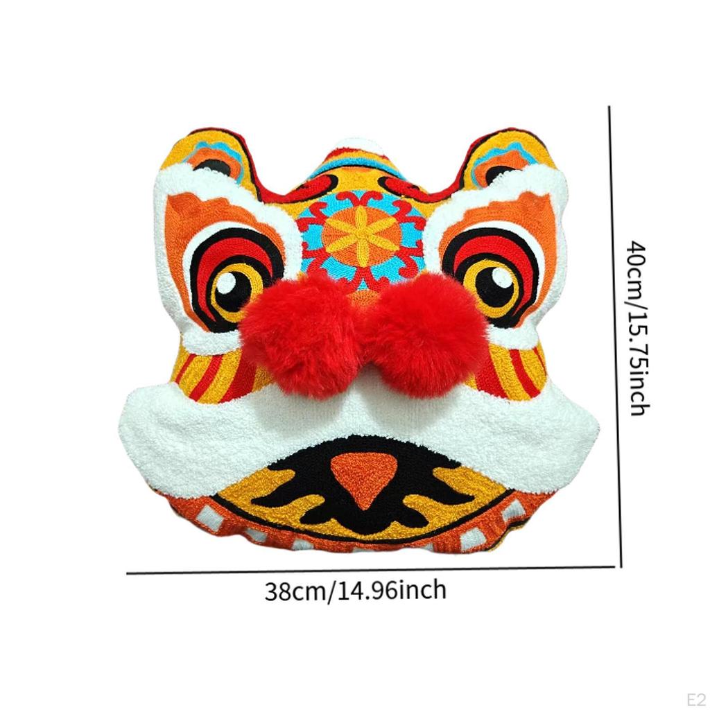 Chinese Year Throw Pillow Sofa Cushion Cute Hugging Toys Decorative Washable Lion Design