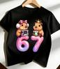 Girls Boys Casual Round Neck Short Sleeve TShirt 67 Number Capybara Cartoon Print TShirt Capybara Lover Birthday Gift Shirts