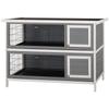 Small Animal Hutch for Guinea Pigs and Dwarf Rabbits, Two-story, Wood, Grey