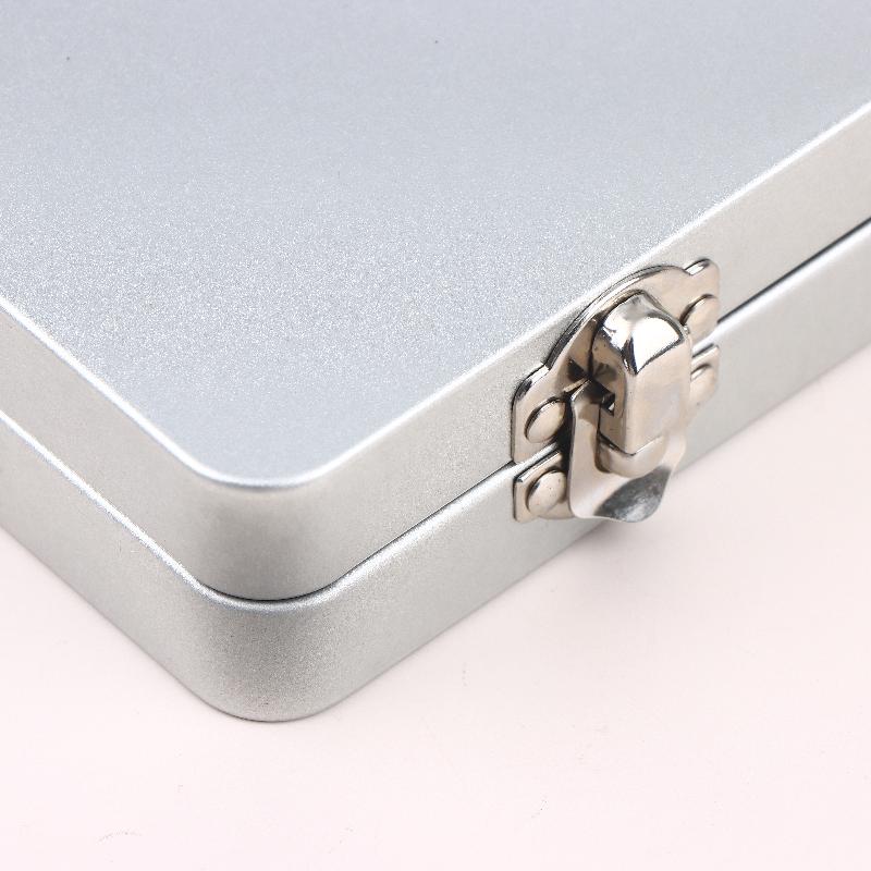 1Pcs Home Office Supplies Durable Silvery Gray Metal Rectangular Box With Lid-Ideal For Bills Cosmetics Storage