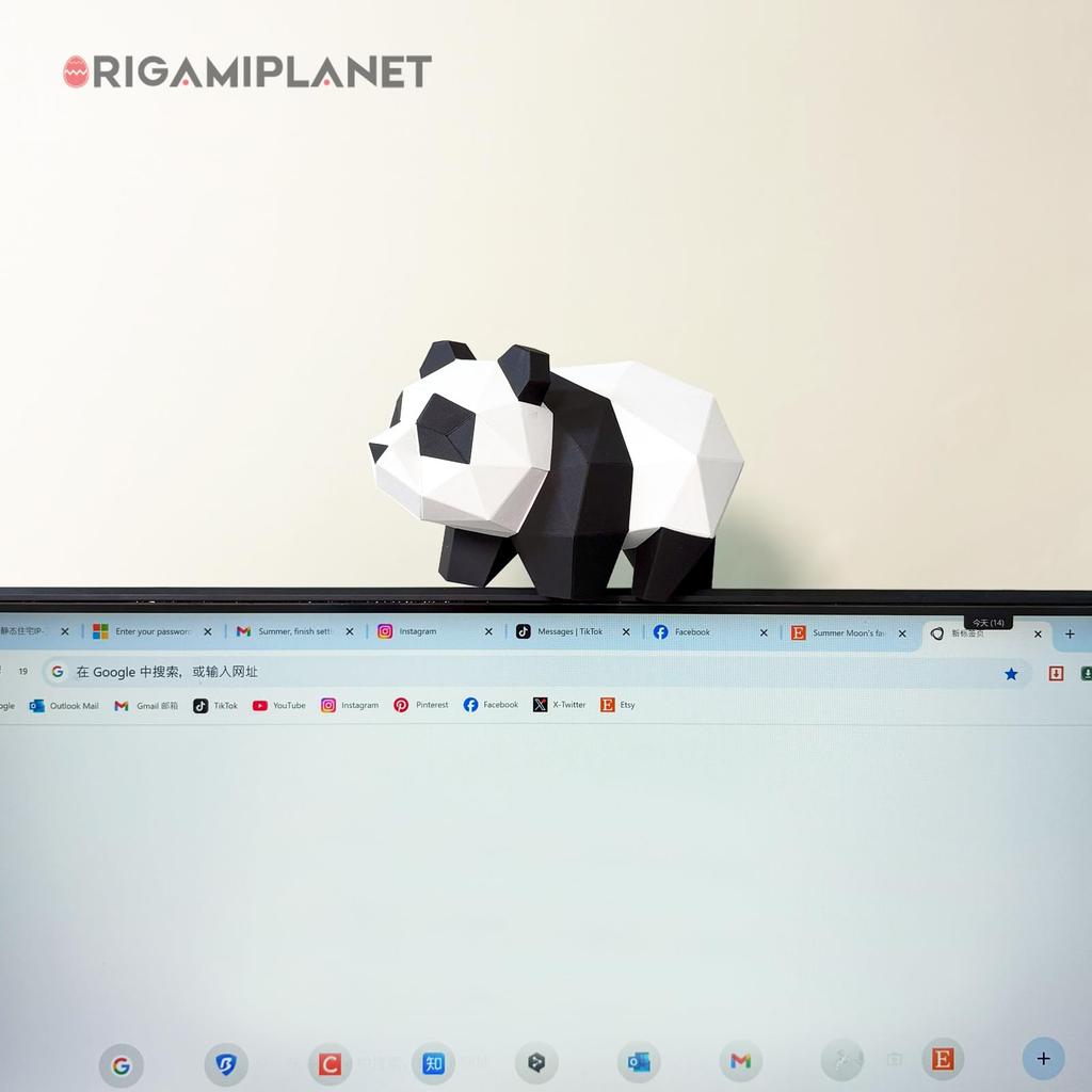 ORIGAMIPLANET 3D Origami Papercraft Kit Panda Fun DIY 3D Panda Paper Art Model for Teens Easy Handmade Animal Figurine Sculpture Gift Set for