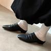 Fashion 2025 NEW Summer Women Mules Genuine Leather Women Shoes Cover Toe Shoes Squared Toe Low Heel Sandals Pleated Modern Slippers