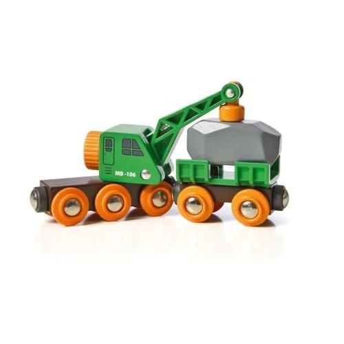 BRIO Wooden Rail Educational Toy Green Crane Wagon Ages 3 to 33698 Birthday Christmas Present Indoor Play Boys Girls Brain Training