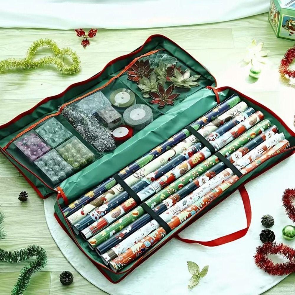 Large Capacity Gift Wrap Storage Bag Zippered Gift Wrap Organizer  for Bows