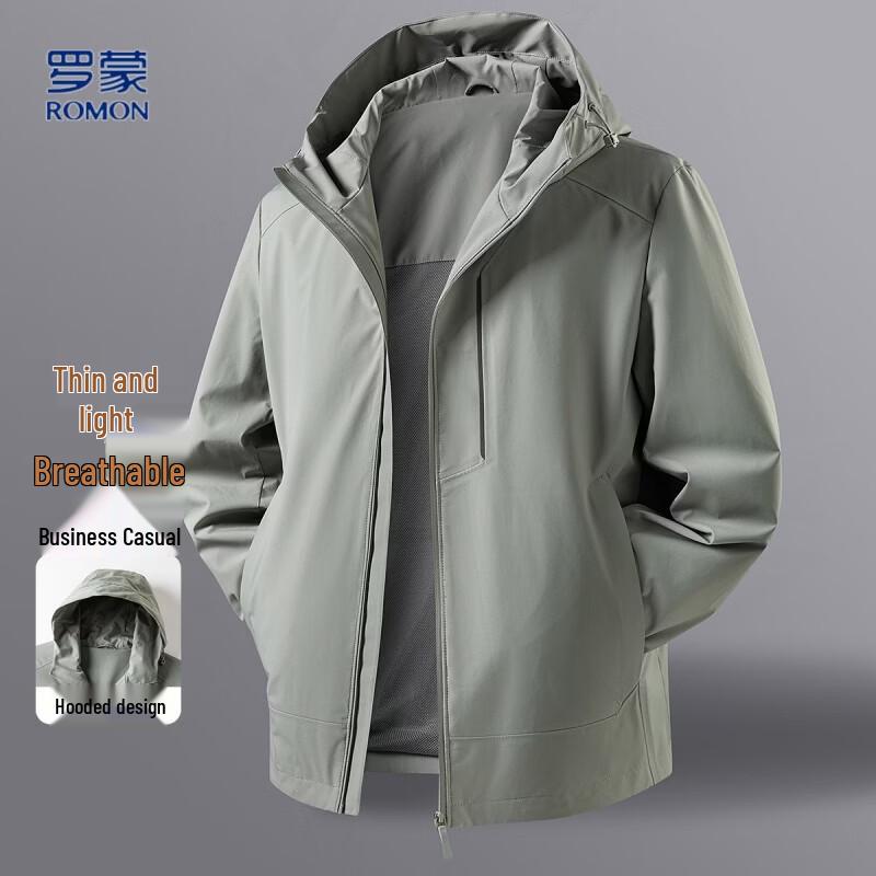 

Romon Men s Spring Windproof Hooded Casual Jacket L