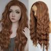 AIMEYA Brown Deep Wave Wig 13x4 Lace Front Synthetic Wigs for Women Natural Hairline Daily Wear Cosplay Wigs Glueless Long Hair
