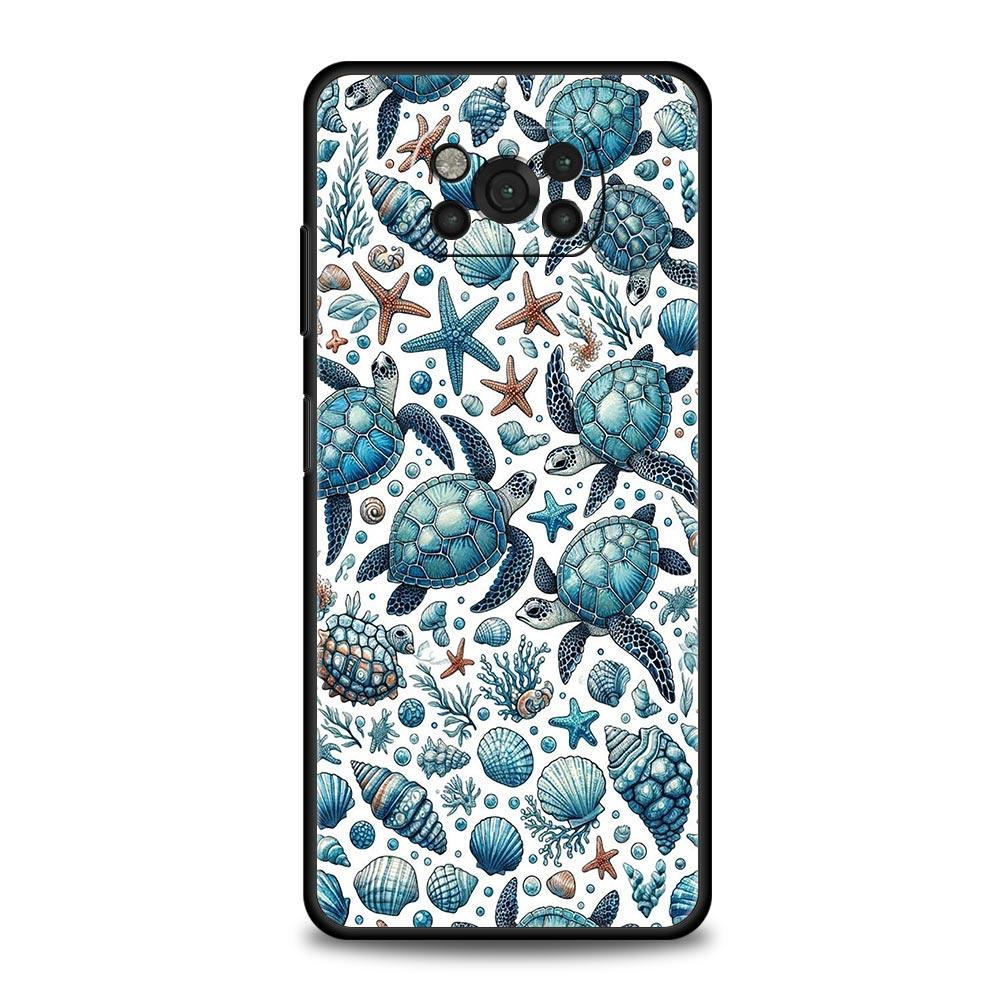 Ocean Coastal Seashell Seaweed Pattern Phone Case for Xiaomi Poco F7 F6 F5 F4 F3 X6 X5 X4 X3 NFC F7 Ultra M4 C51 C55 GT Soft TPU