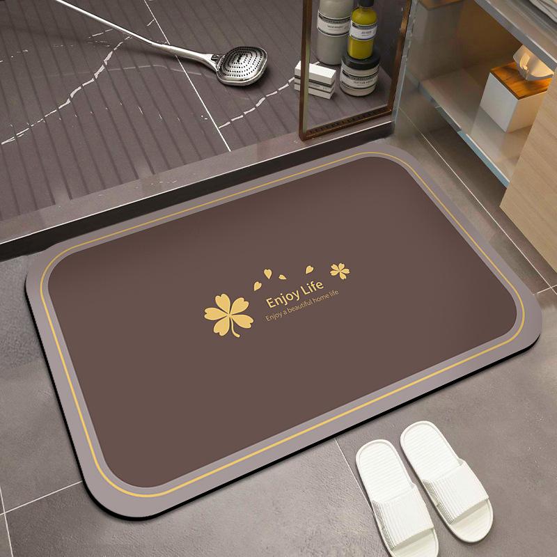 2pcs Diatom Mud Absorbent Floor Mat Non-slip Bathroom Floor Mat Door Washstand Foot Pad Diatom Mud Quick Drying