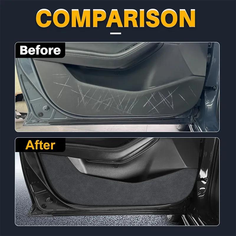 Suede Car Door Anti-kick Pad For Mazda 3 Axela BP 2024 2025 Leather Carbon Mat Accessories Protect