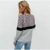 Fashion Leopard Print Patchwork Pullover Autumn Winter Warm Bottoming Tops Loose Pullovers