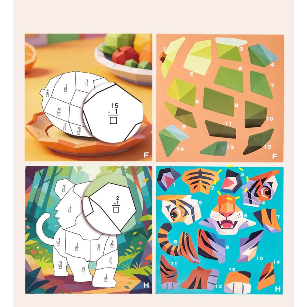 6 Patterns Puzzle Stickers Crafts for Kids Sticker Painting Gift Party Favor Creations Dinosaur Animal Vechile Art Play for Kids