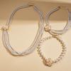 Imitation pearl beaded resin diamond flower multi-layer sweater chain elegant temperament necklace