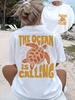 Unisexs The Ocean Is Calling TShirt Cute Turtle Graphic Print Tee Short Sleeve Fashion Loose Summer Top Streetwear Aesthetic