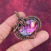 Natural Kingman Pink Dahlia Turquoise Pendant Copper Wire Wrapped Unique Jewelry