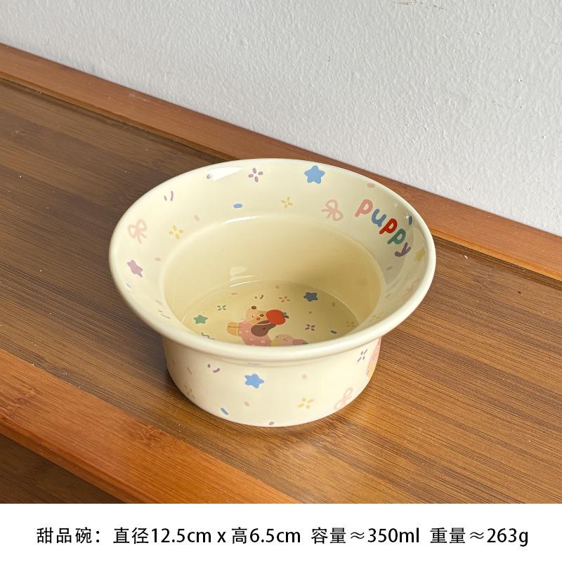 Cute Puppy Tableware Underglaze Colorful Wind Ceramic Bowl Household Dish Set Plate Rice Bowl Salad Bowl