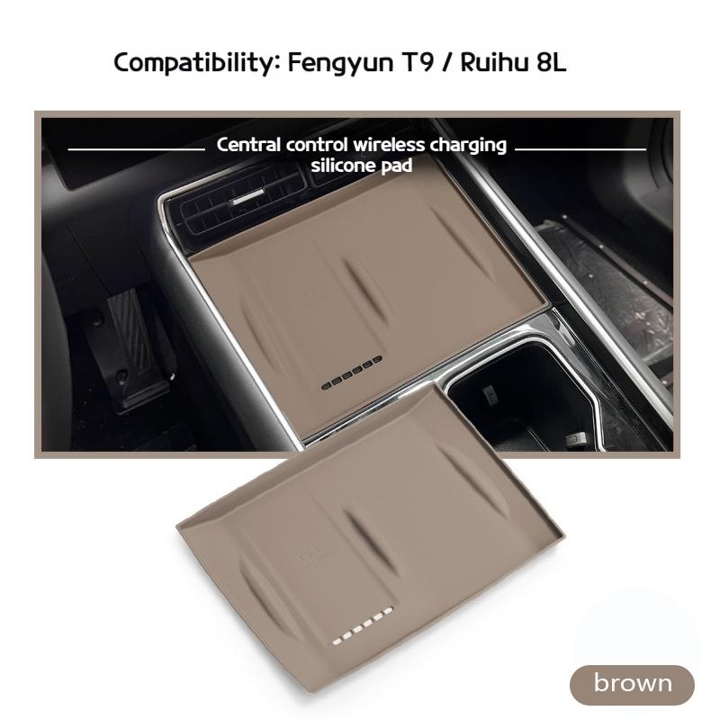 

Подходит для 24 Chery Fengyun T9 беспроводная зарядка центральной консоли силиконовый коврик Tiggo 8L коврик для центрального хранения декоративный противоскользящий серый