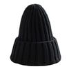 Men and Women  Ear Protection Warm Fitting Hood  Autumn and Winter Hat Trend Knitted  Solid Edge Curl Colored Woolen Beanies