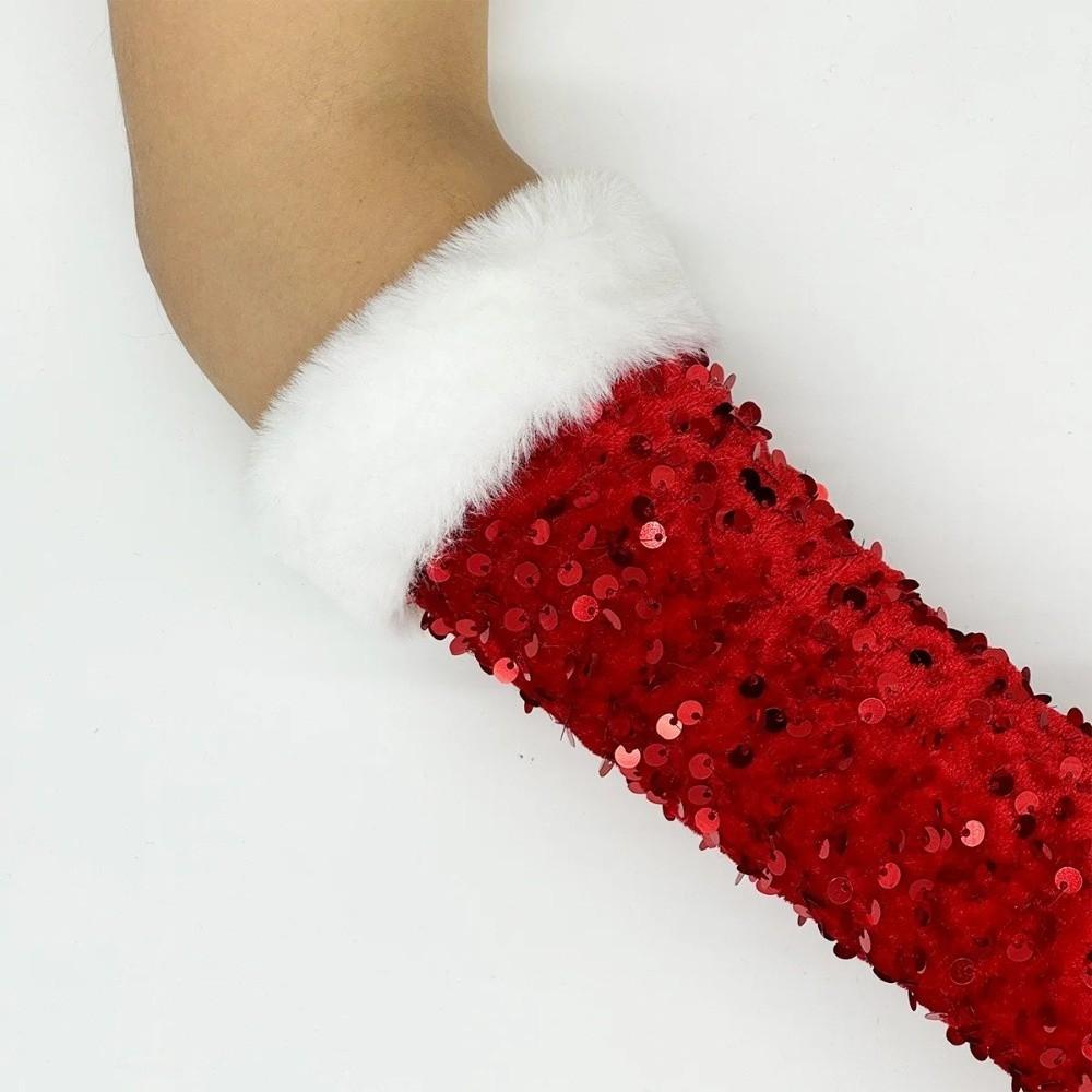 Fuzzy Hook Finger Exposed Finger Glove Red Clothing Performance Glove  Christmas Gifts