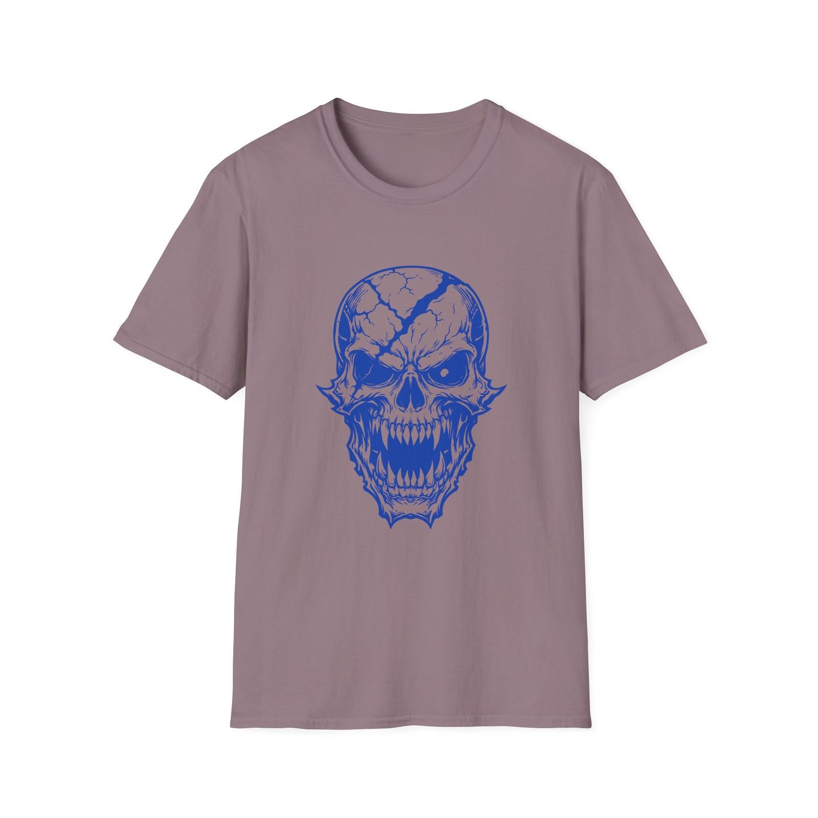 Skull Horror Monster Dark Fantasy Undead Cracked Fangs Unisex Softstyle T-Shirt S