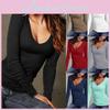  alla moda scollo a V slim maglia base per autunno e inverno manica lunga comfort