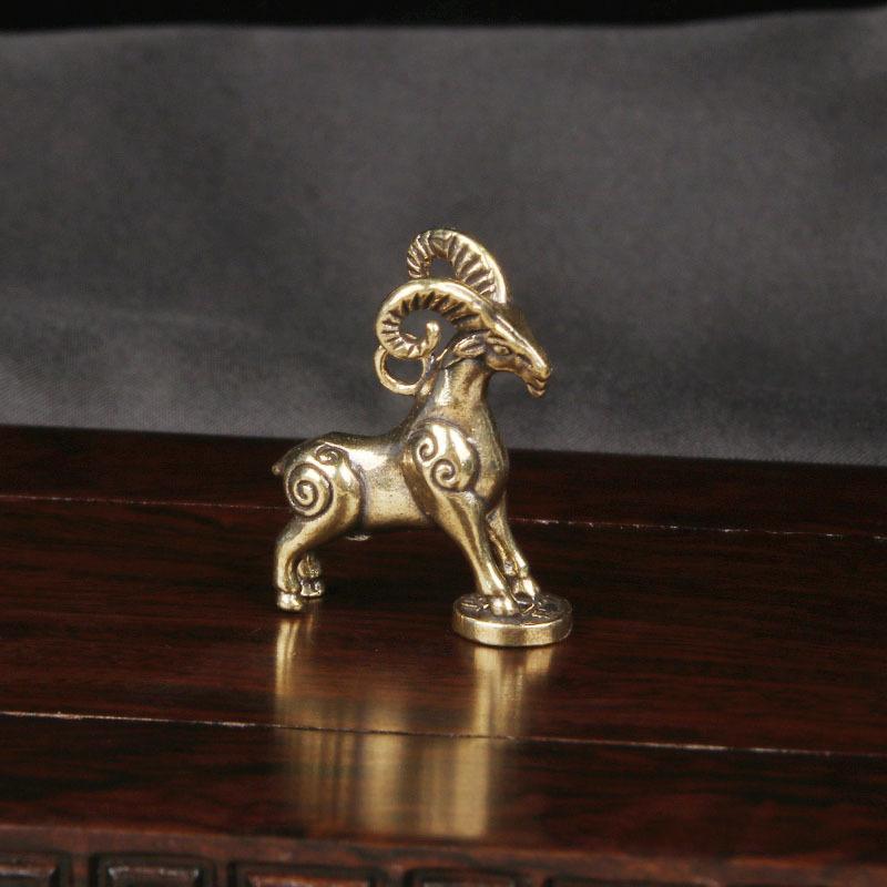 Chinese Zodiac Goat Sculpture Step On Money Sheep Figurine Brass Animal Statue Desktop Ornament Wealth Fengshui For Home Decor