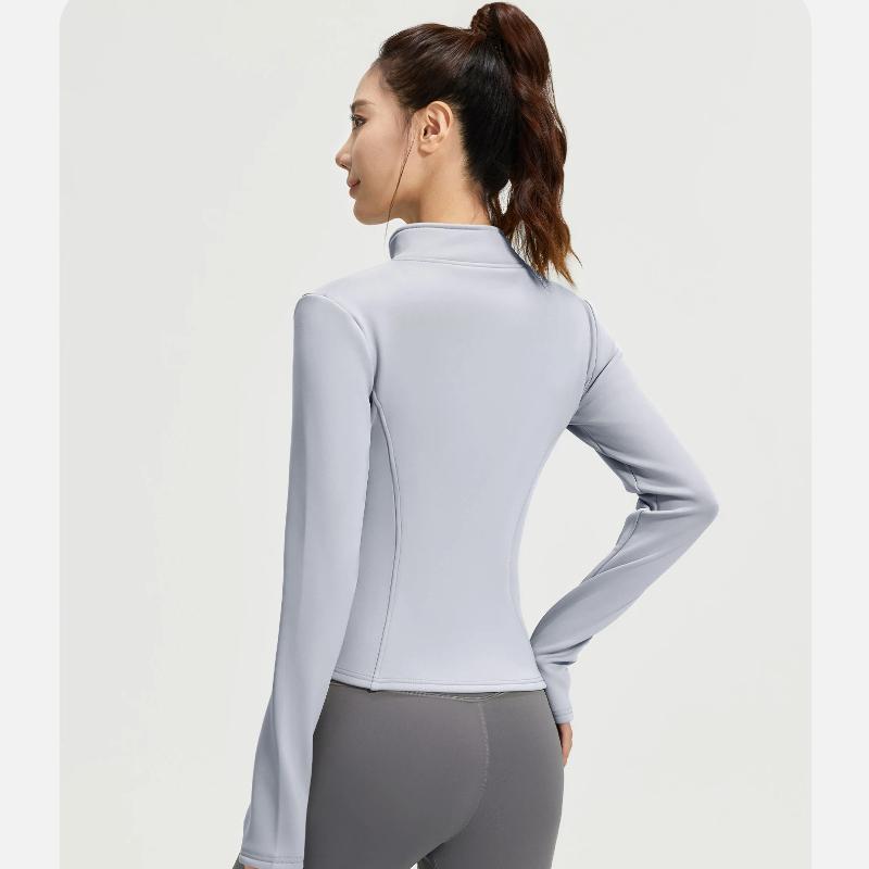 New Spring Autumn Zipper Slim Long Sleeve Top Women Stand Collar Sports Tight Yoga Wear Jacket Female
