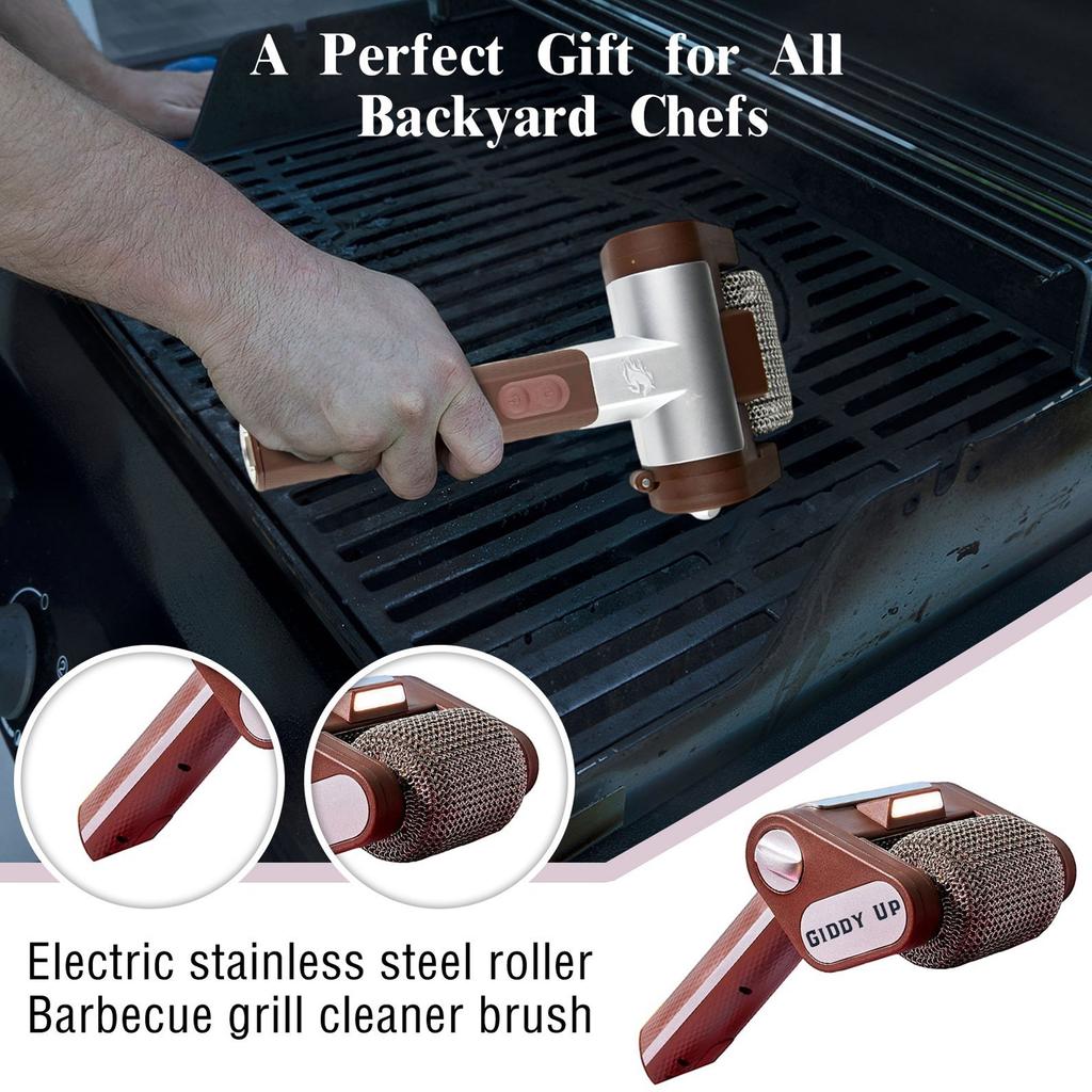 Electric Stainless Steel Roller Grill Cleaner Brush, Home Cleaning Tools