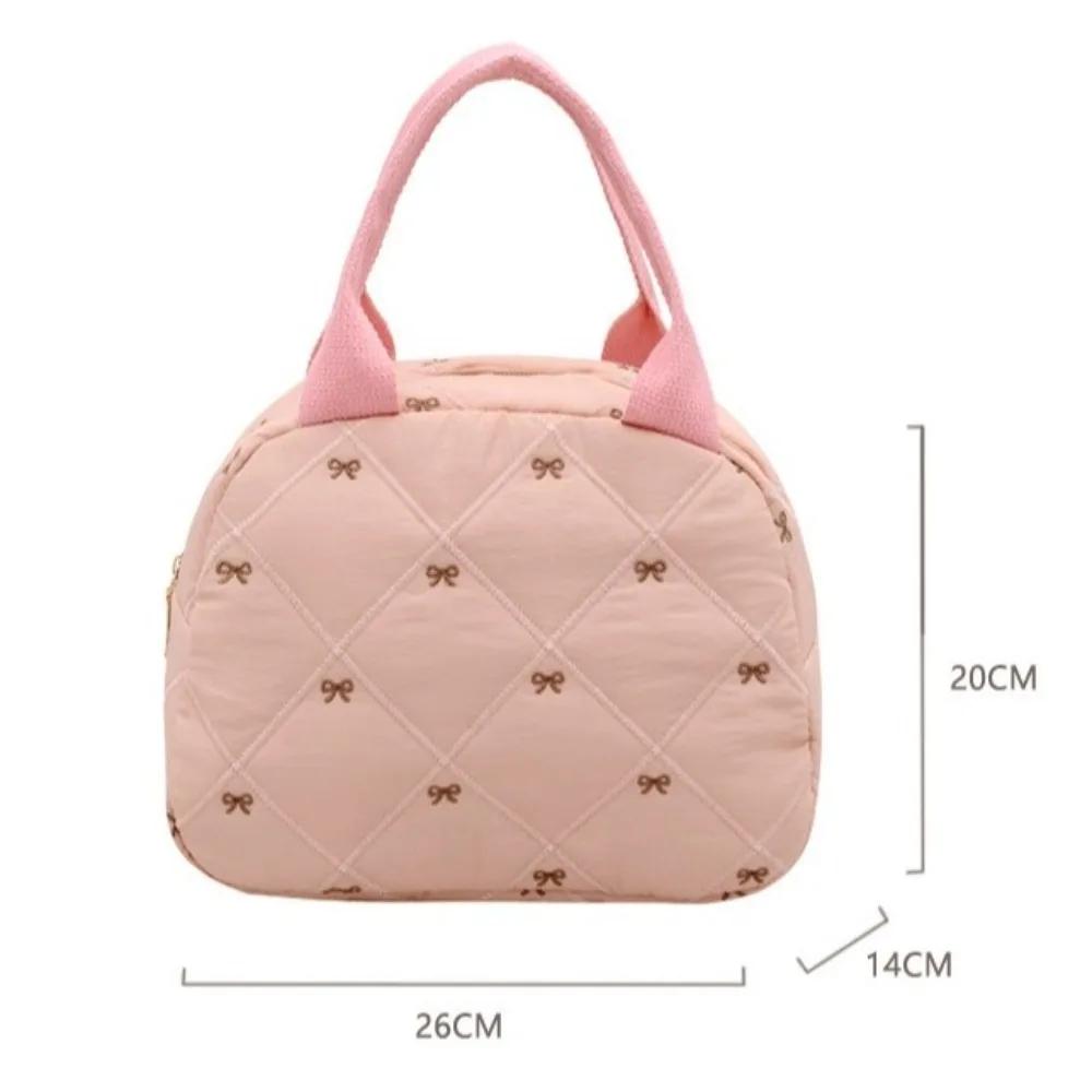 New Bow Lunch Bag Large Capacity Portable Cosmetics Storage Bag Makeup Bag Gift