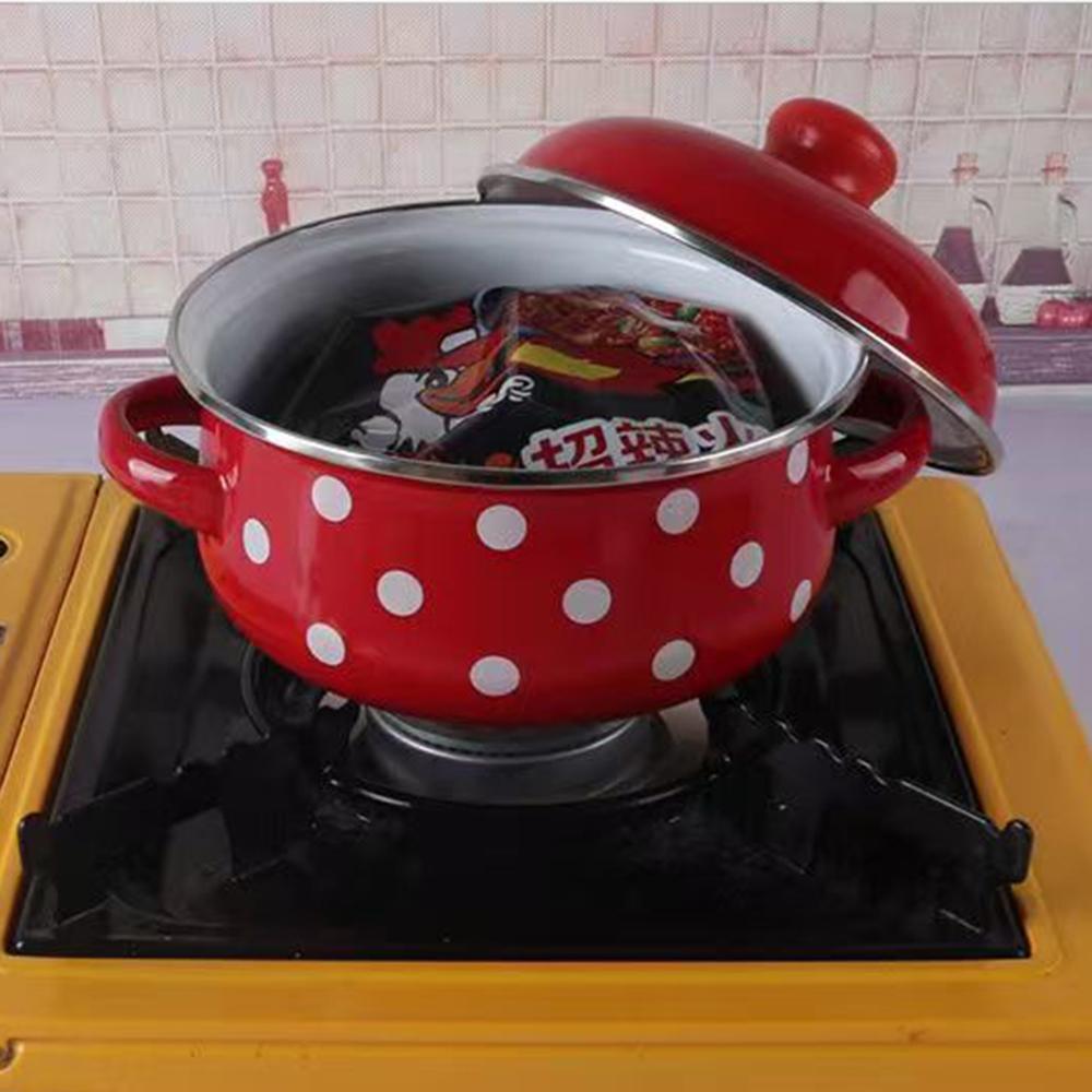 Porcelain Enameled Soup Pot with Lid, Thicken Double Ears Stew Pot, Instant Noodle Bowl, Induction Cooker Heating Pot for Home