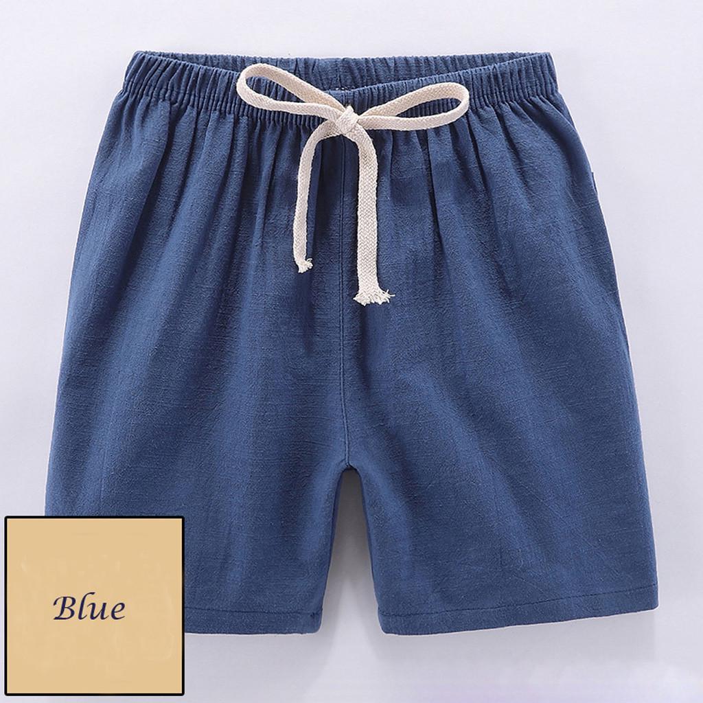 Children Kids Boy Girl Linen Summer Casual Elastic Waist Pants Shorts