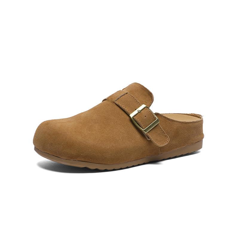 Baotou half slippers for women to wear in summer, thin leather thick bottom increases height, lazy person pedals half slippers