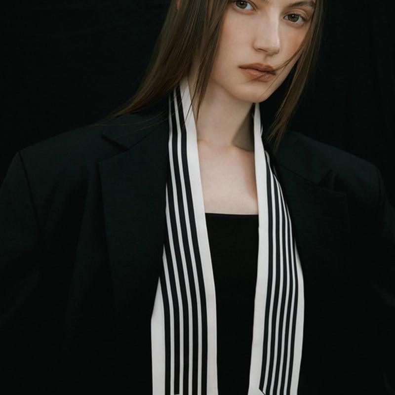 AVVINA PELLE Long Twilly Silk Scarf - Stripe(3colors)