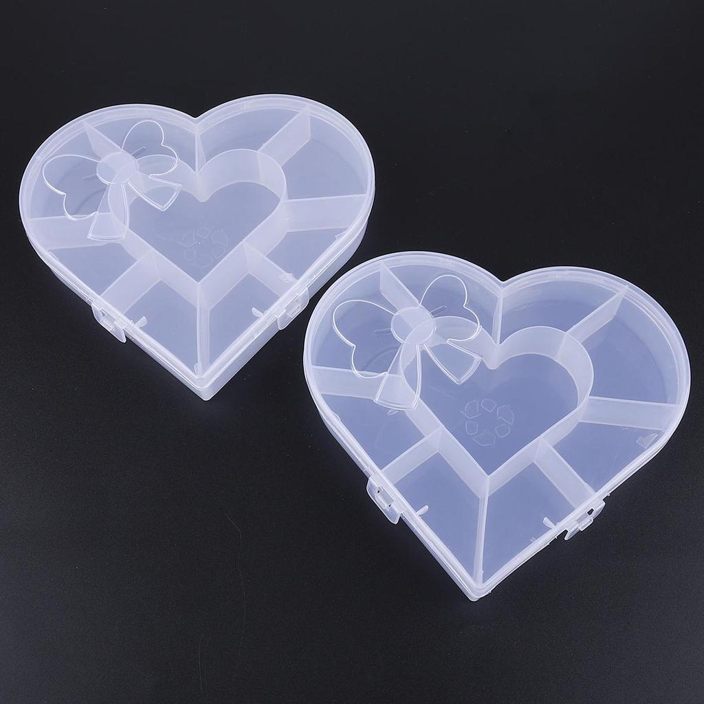 PVC Adjustable Practical Heart Storage Box Bead Ring Box Jewelry Presentation Organizer