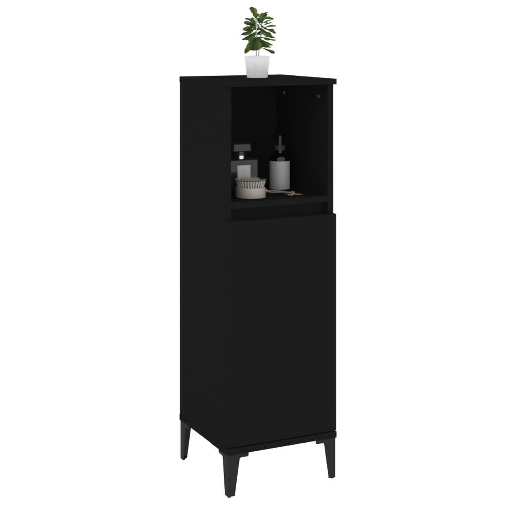 Bathroom Cabinet Black 30x30x100 cm Particleboard