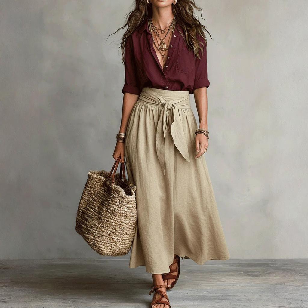 Completi Due Pezzi da Donna Camicie Casual a Maniche Lunghe e Pantaloncini Corti
