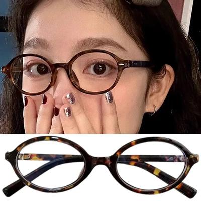 Retro Ovalen Frame Bril Dames Luipaard Ins Stijl Zoet Cool Brillen Trend Merk Lezen Computer Anti Blauw Licht Bril