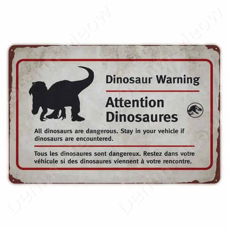 Cuidado con Raptor Señal de Metal Divertida Señal de Reduzca la Velocidad Jardín Hogar Exterior Placa de Zoológico Señal de Advertencia de Dinosaurio Decoración de Pared Vintage