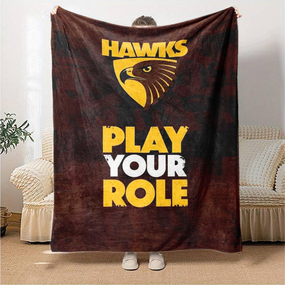 Coperta in Flanella con Stampa Hawthorn Hawks di Alta Qualità, Calda e Confortevole, Coperta per Tutte le Stagioni, Perfetta per Regali, Decorazione per la Casa