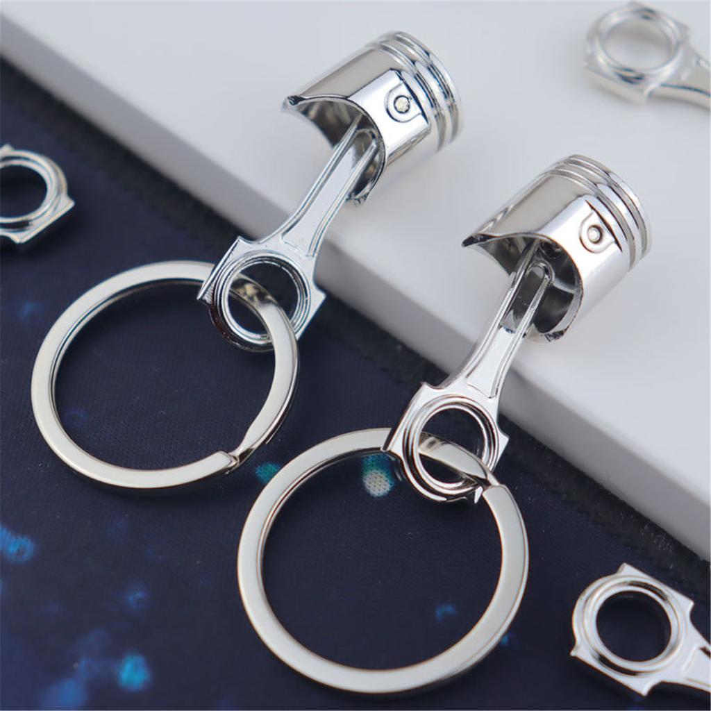 6Pcs/set Heavy Duty Alloy Car Engine Piston Keychain for Automotive Enthusiasts Mechanical Design Keyring Gift