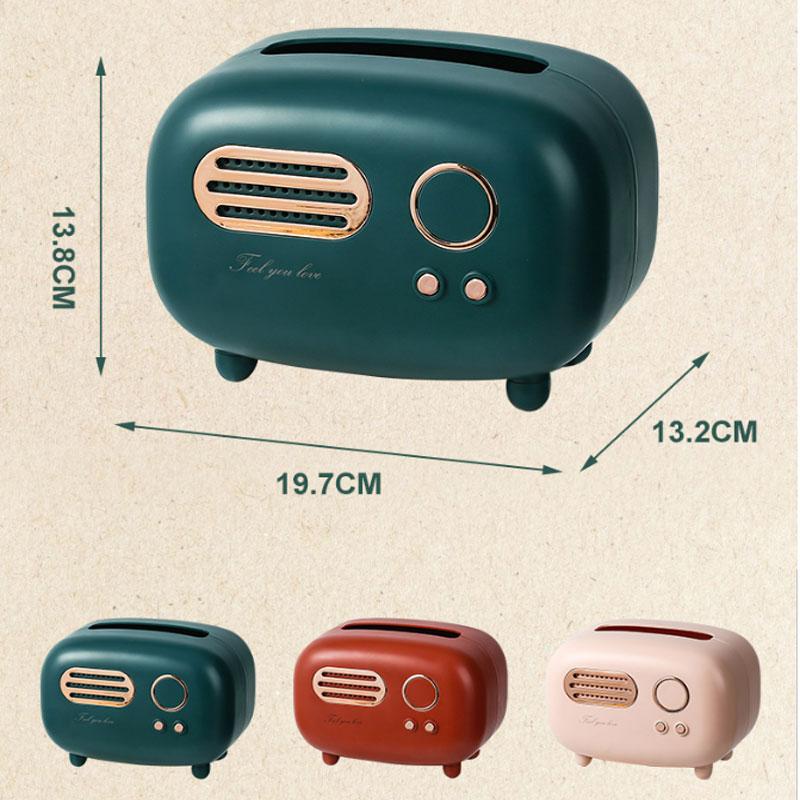 Retro Radio Model Tissue Box Desktop Paper Holder Vintage Dispenser Storage Napkin Case Organizer Ornament Craft Multi-function