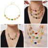 Elegant Multi-Faceted Glass Stone Clavicle Necklace - Transparent Water Drop Design, Light Luxury Style, Stainless Steel
