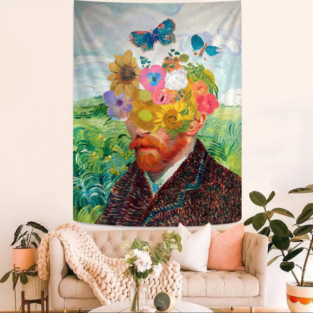 Vincent Willem Van Gogh Painting Hanging Bohemian Tapestry Hanging Tarot Hippie Wall Rugs Dorm Japanese Tapestry