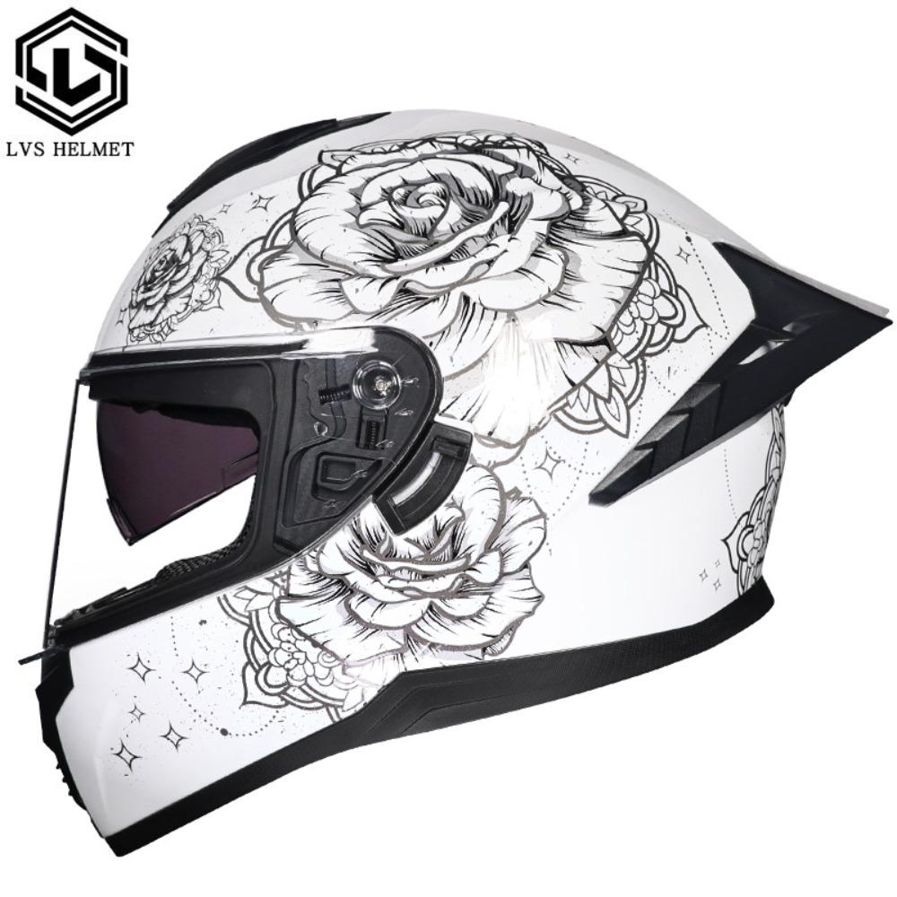 DOT Full Helmet Double Mirror Helmet Men's Four-season Universal Hard Hat Female Knight Locomotive Double Lens