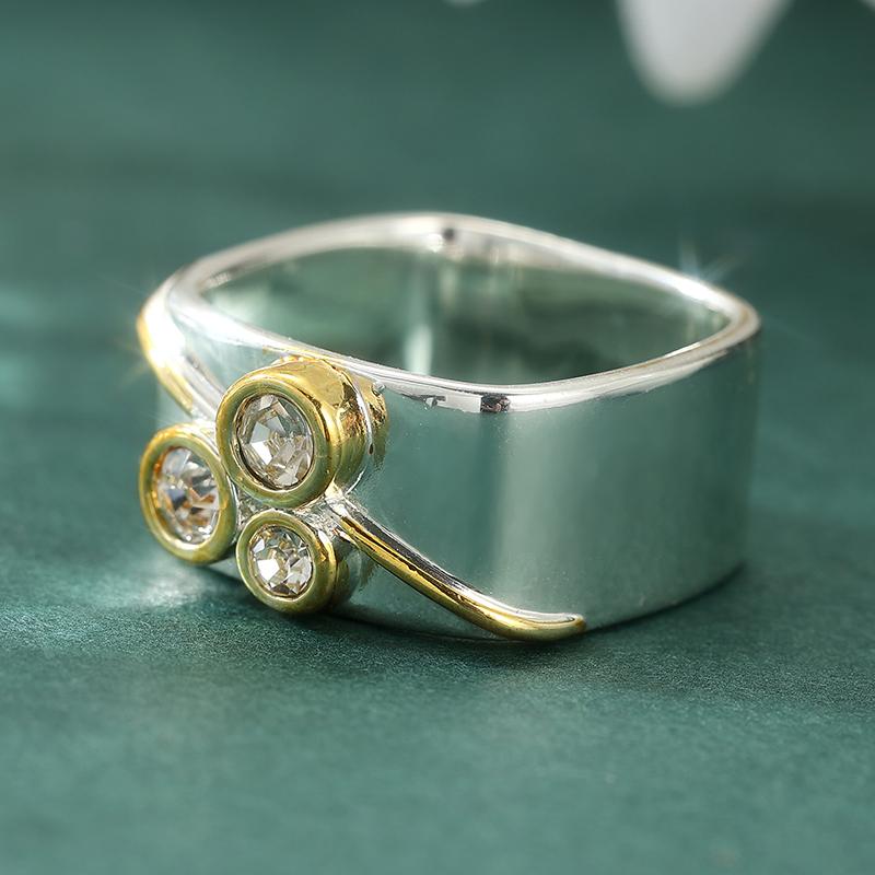 Vintage Hand Carved Women's Ring Creativity Two Color Metal Geometry Daily Wear Party Jewelry Anniversary Gift