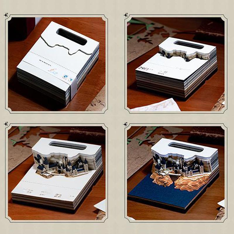 Large Time Piece Calendar 2026 Desk Calendar With Led Light 3D Tear-Away Calendar Paper Carving Art Memo Pad Gift Christmas