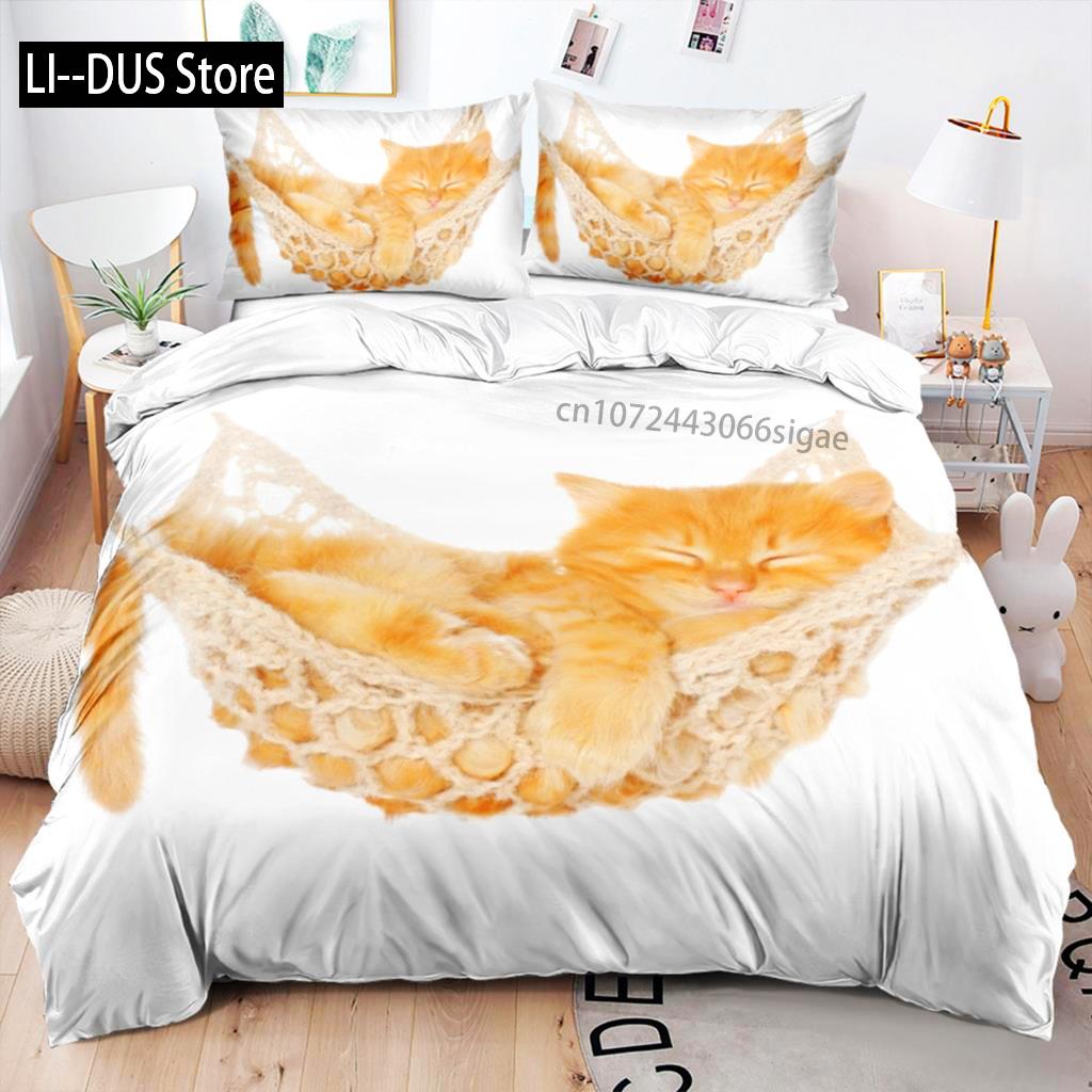 

Duvet Cover Black Cat Bedding Set For Kids Girl Adult Bedroom Decoration Home Pet Cat Lover Gift Comfort Cover Queen King 2/3pcs EU single(135x200cm)
