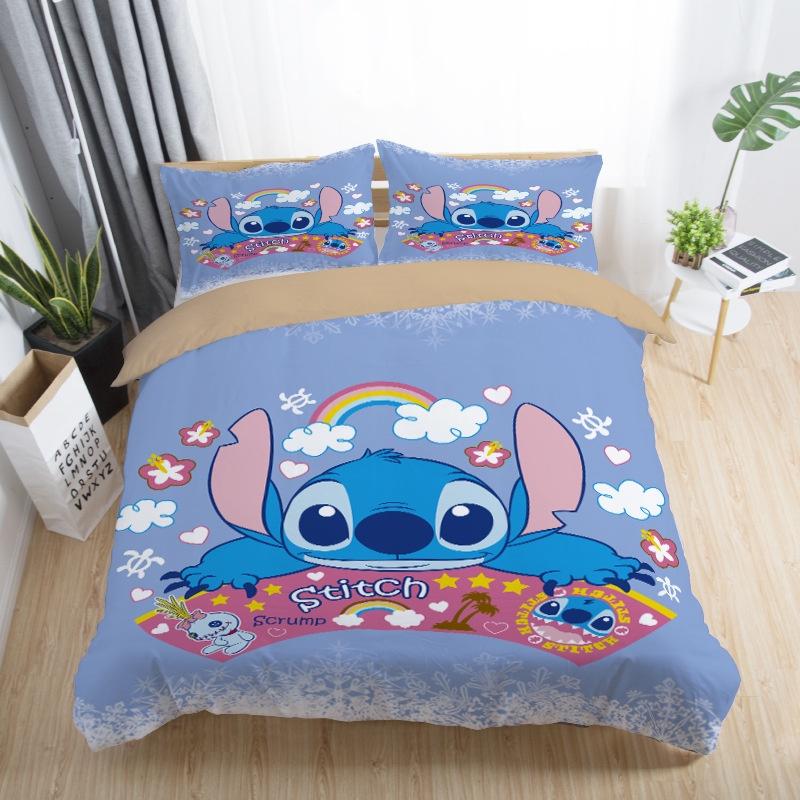 Luxurious 3d Cartoon Stitch Anime Bedding Set With Comforter Cover And Pillowcase