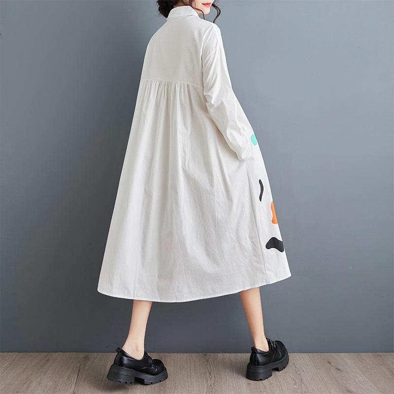 Long sleeve Plus size Cotton vintage new in dresses for women casual loose spring autumn Shirt dress