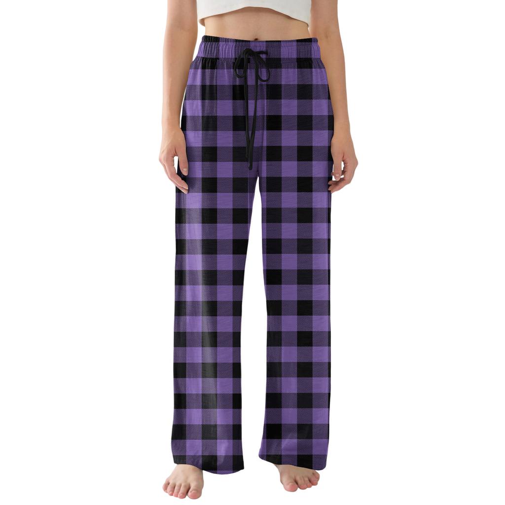 Womens Pajama Pants Lightweight Casual Comfy Palazzo Pants Sleepwear Loungewear Bottoms With Pockets