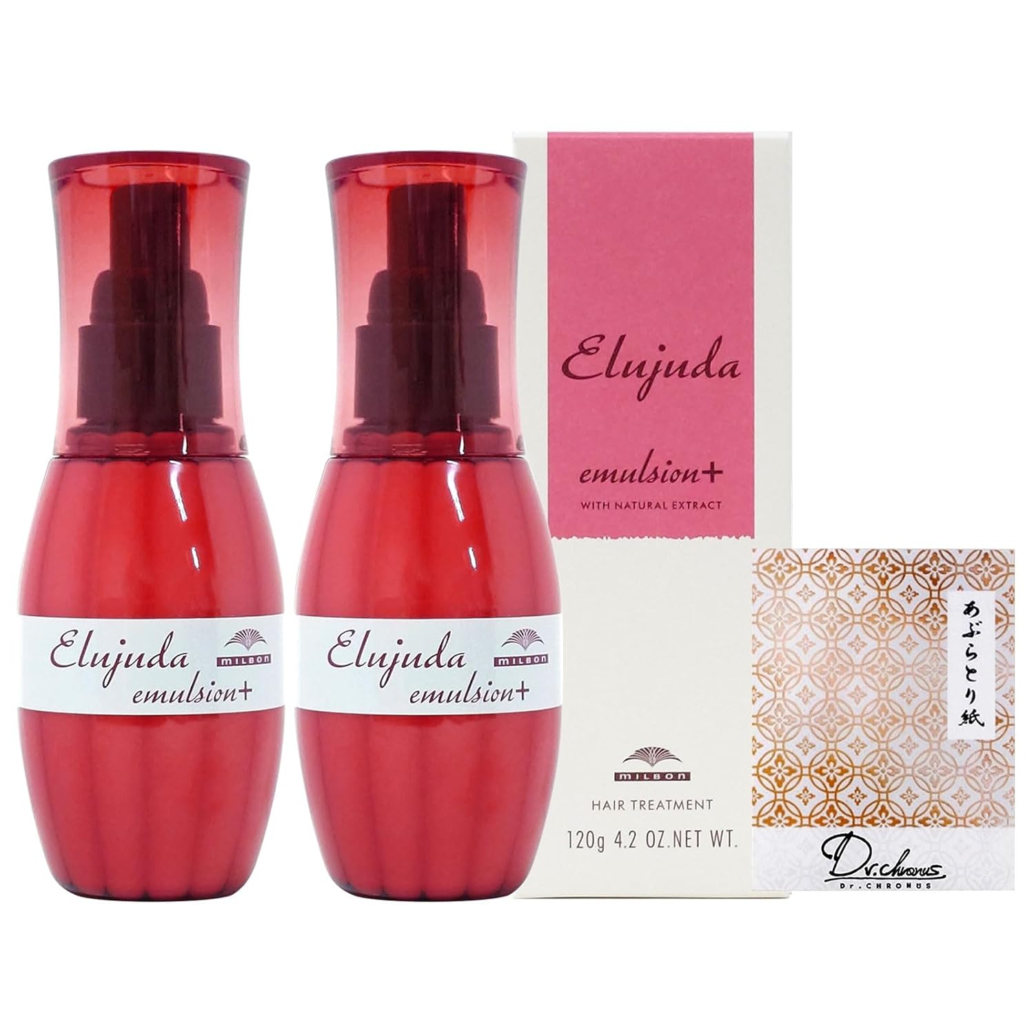2-Bottle Set Milbon Deese Elujuda Emulsion+ 120g x 2 Bottles Normal Thick Hair Out-of-Bath Treatment Milk Moisturizing Care Salon Exclusive Genuine